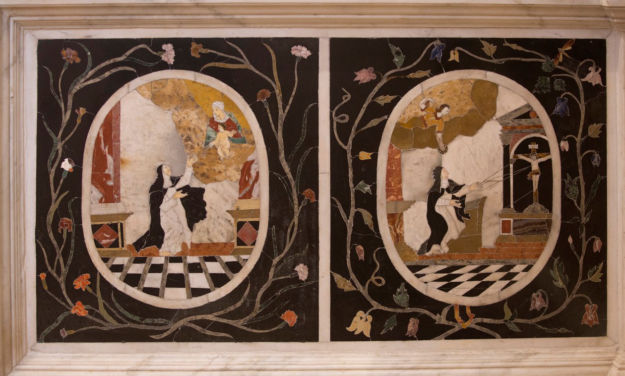 Saint Corona kyrka, altare, marmor tarsia, Vicenza, Veneto, Italien (foto) av Benjamin Baud
