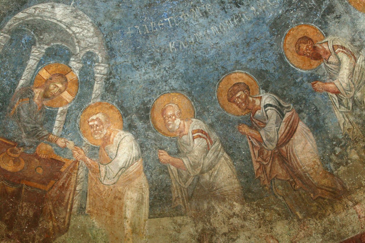 Sankt Nikolaus kyrka fresk: Jesus med apostlarna Myra Turquie av Unbekannt