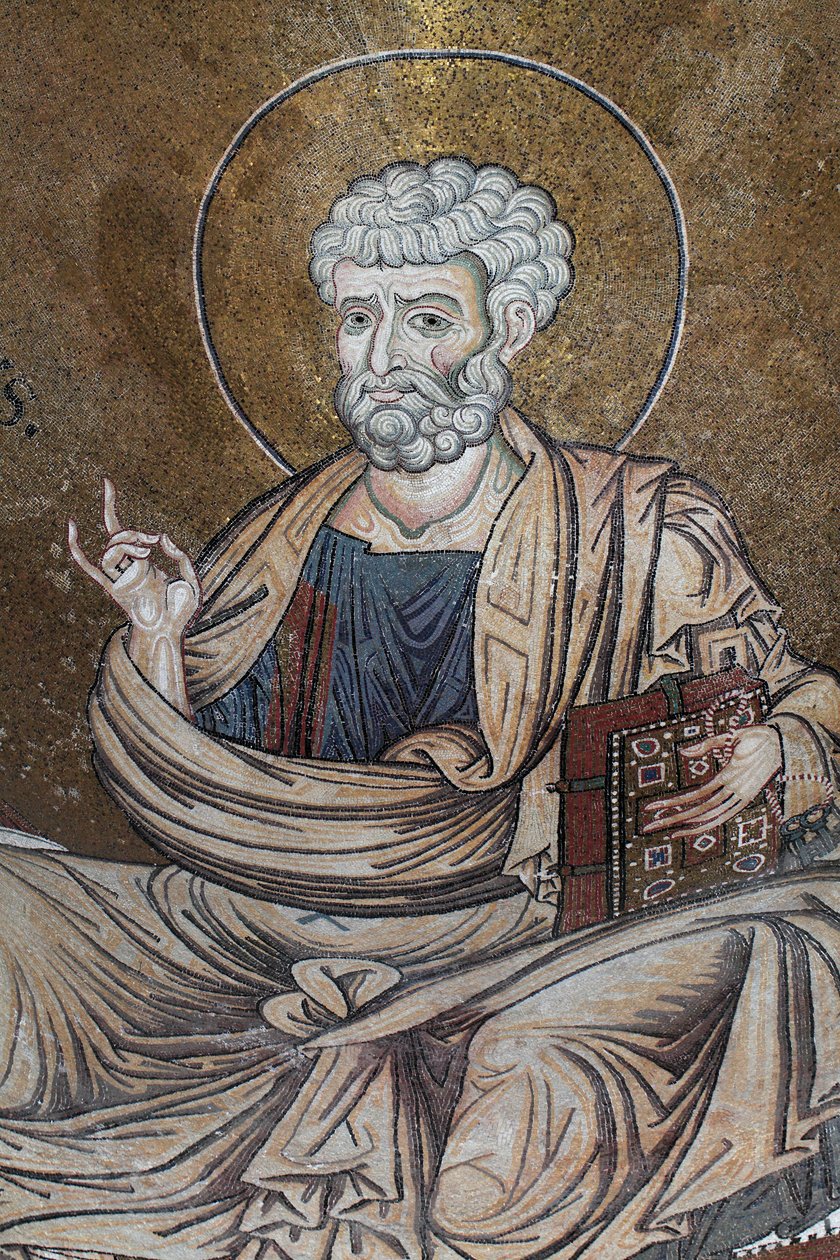 Sankt Peter Mosaik inuti katedralen Santa Maria Nuova 1100-talet Monreale, Sicilia av William M. Timlin