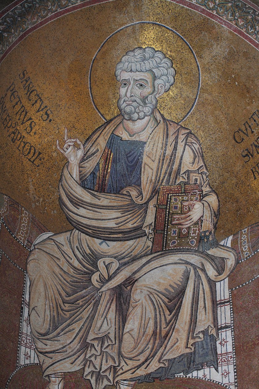 Sankt Peter Mosaik inuti katedralen Santa Maria Nuova 1100-talet Monreale, Sicilia av William M. Timlin