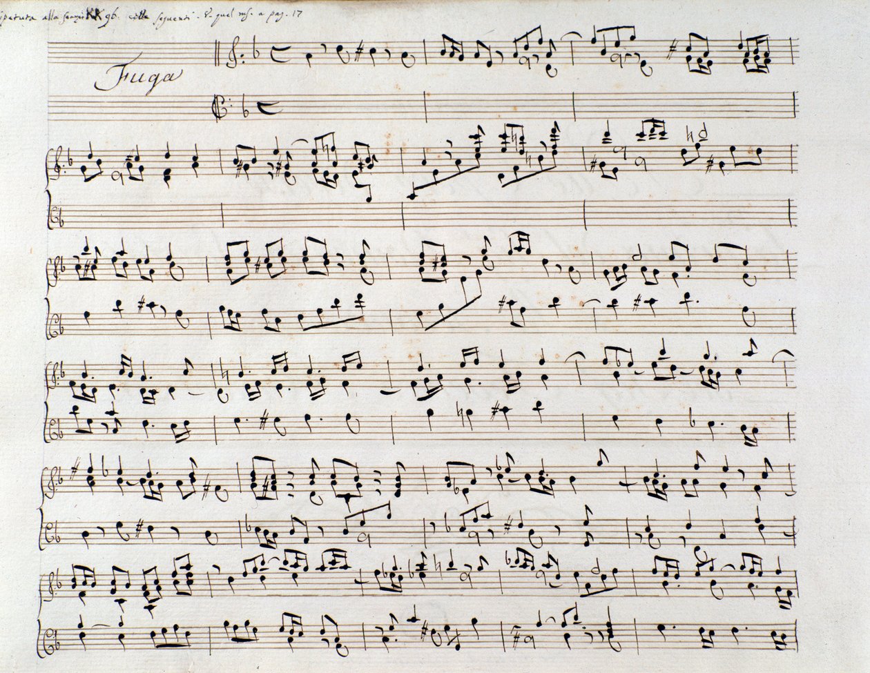 Notblad till Händels fuga från ett manuskript som innehåller två verk, av Domenico Scarlatti och av Friedrich Händel av Unbekannter Künstler