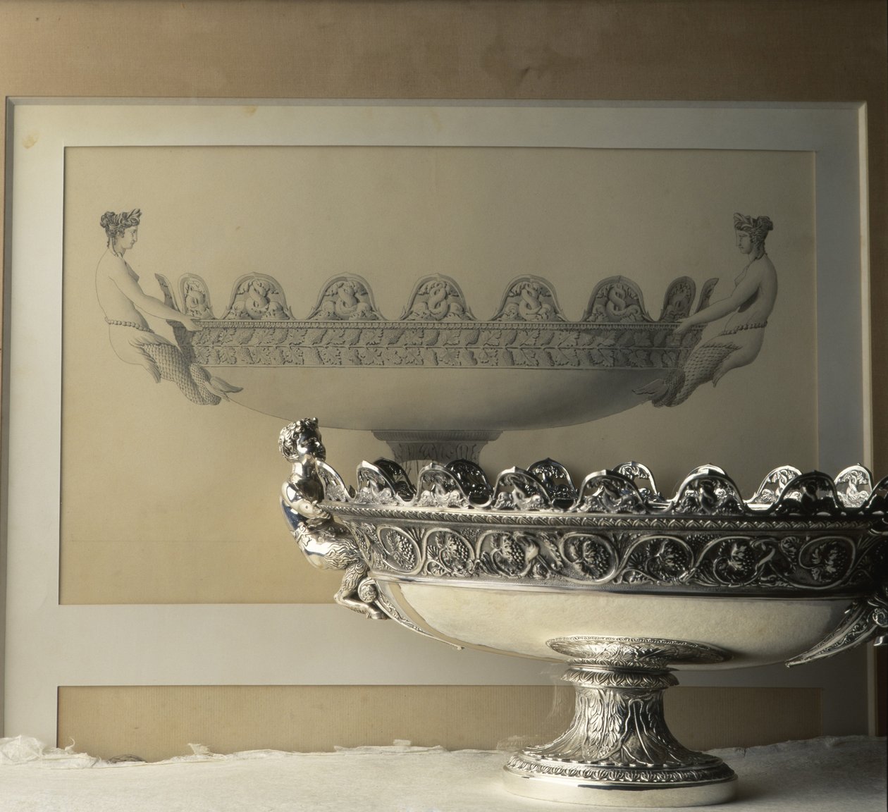 Silverskuren teckning gjord av Jean Baptiste Claude Odiot (1753-1850) och dess reproduktion. Början av 1800-talet av Unbekannt