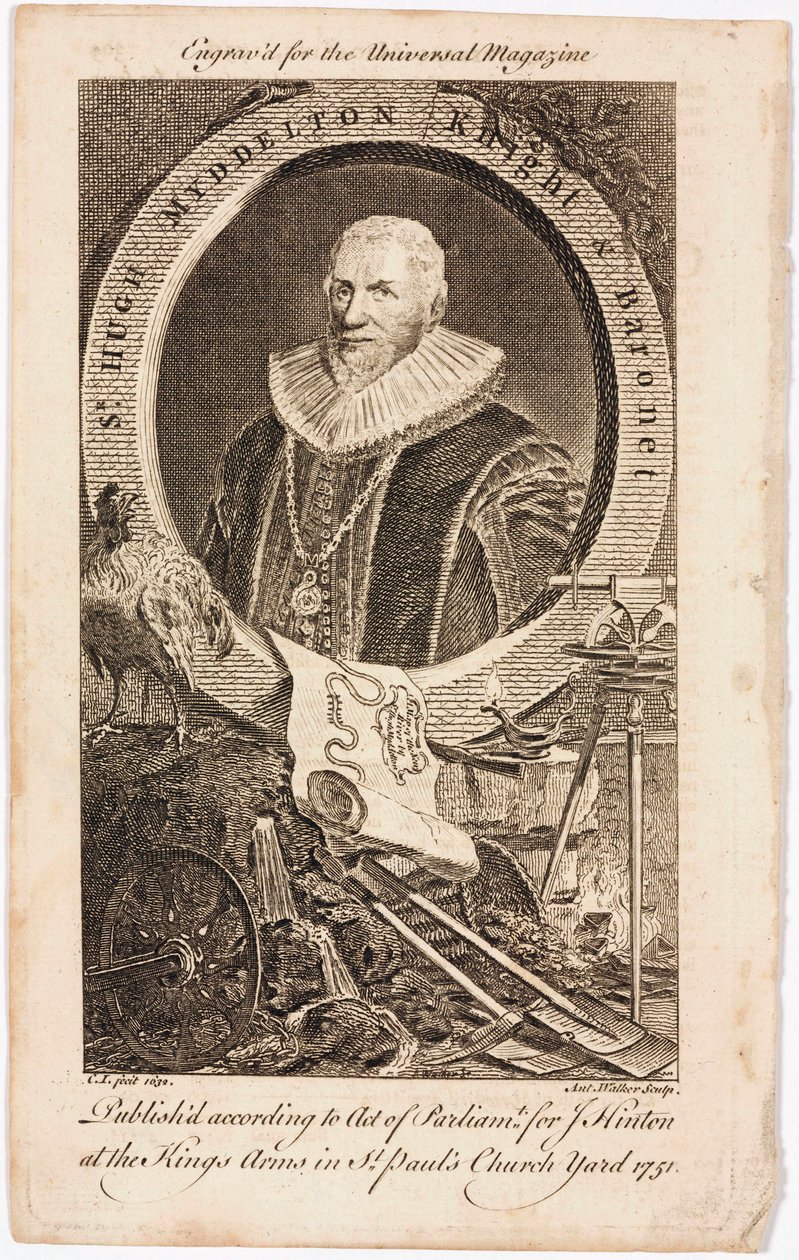 Sir Hugh Myddelton, walesisk guldsmed och ingenjör, ca 1620-talet av Unbekannt