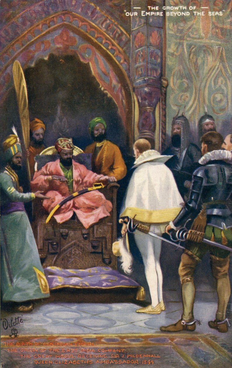 Sir J Mildenhall mottogs av Akbar den store, tidigt 1900-tal (vykort) av Unbekannter Künstler