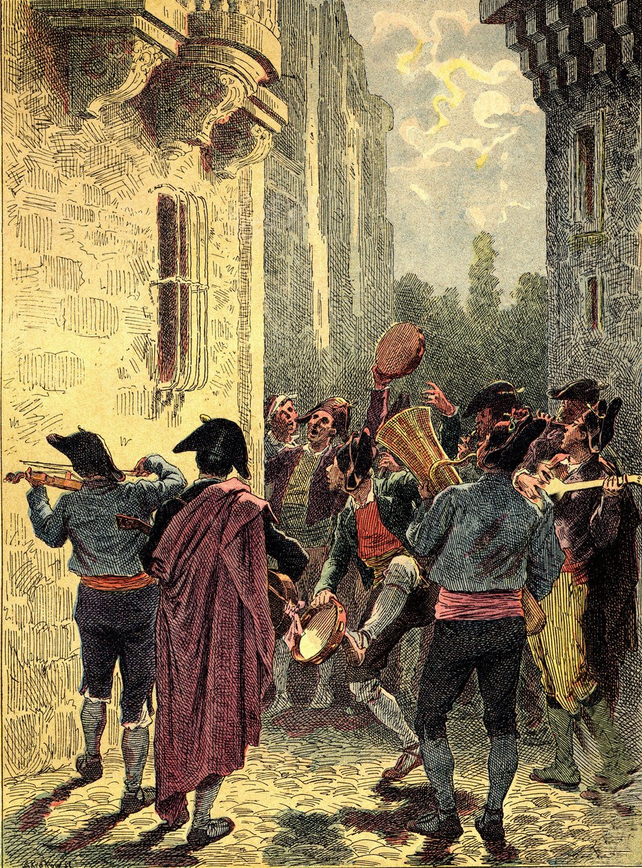 Spansk serenad. Gravyr i "The Peoples of the Earth" 1890. av Unbekannter Künstler