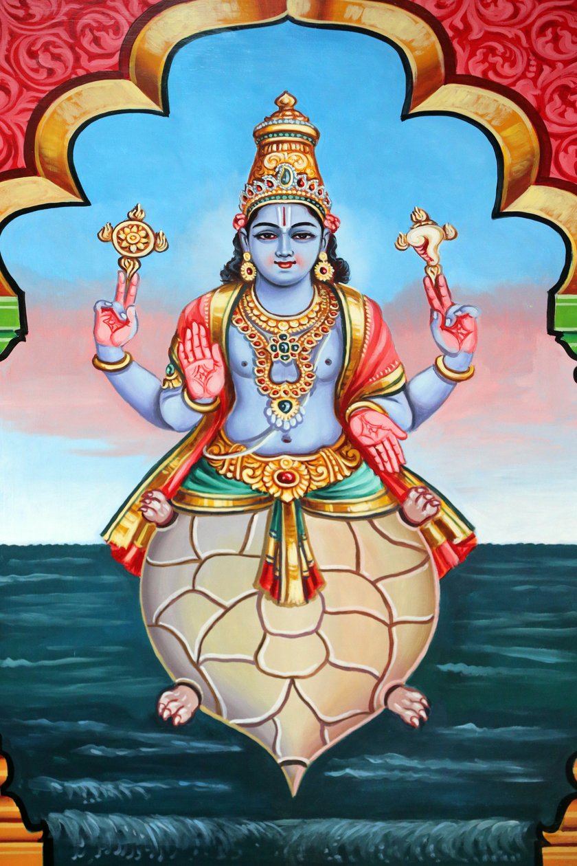 Sri Vadpathir Kaliamman Hindu Temple. Avatar av Vishnu. Kurma 2:a inkarnationen. Singapore av Unbekannt