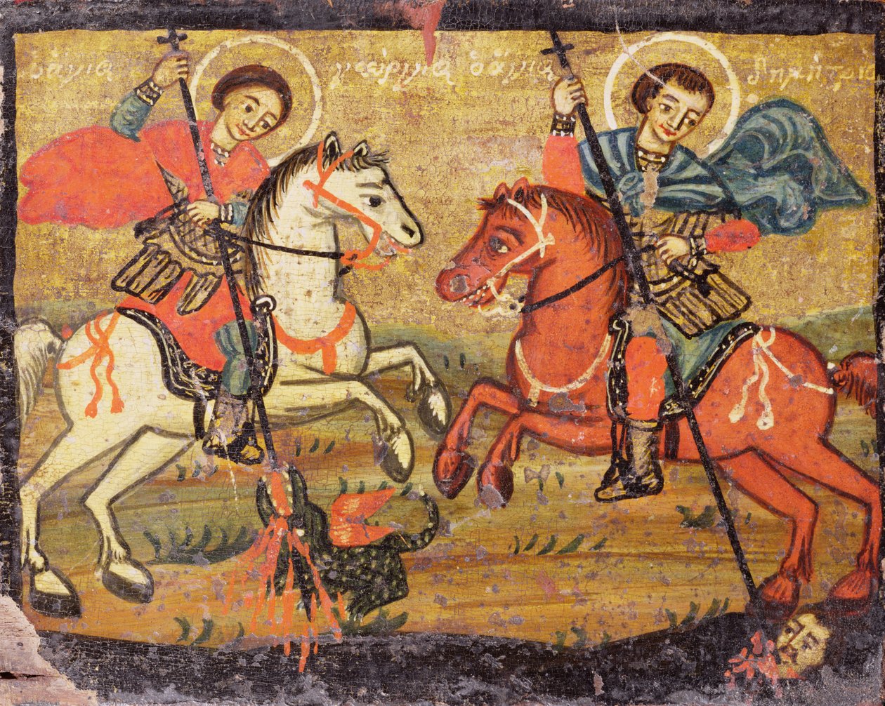 St.George och St.Demetrios, grekiska (provinsiell) av Unbekannter Künstler