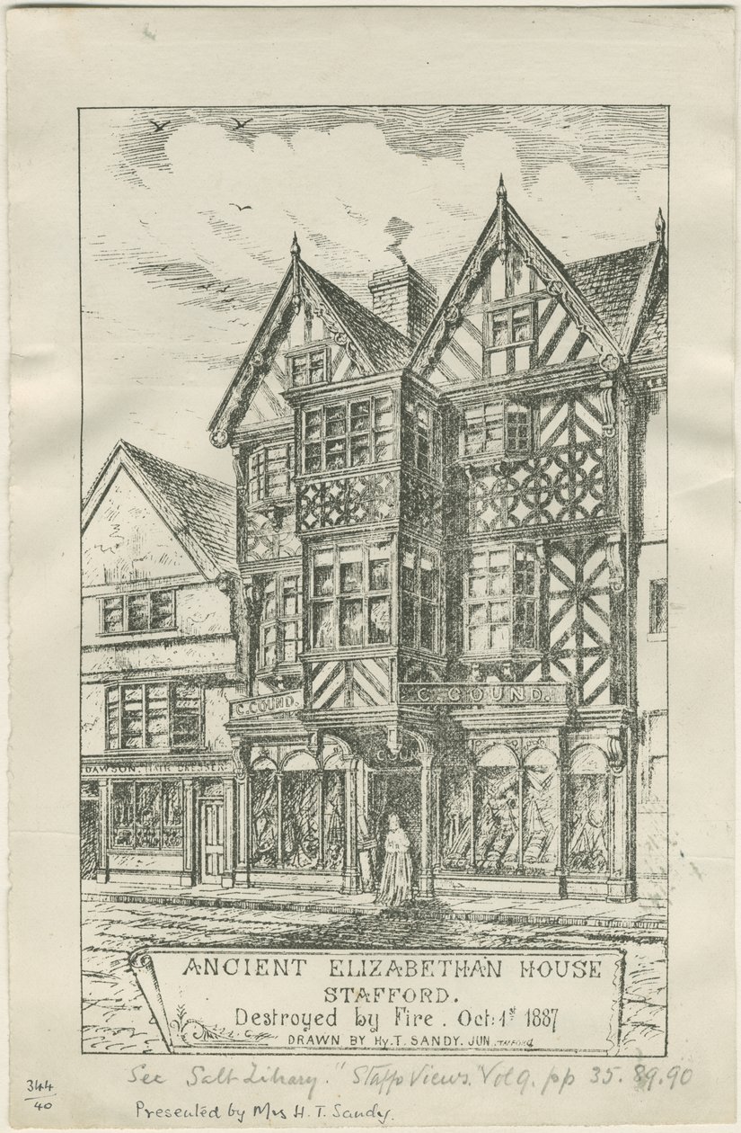 Stafford - Maids Head Inn: litografi och [?mitten av 1800-talet] av Unbekannt