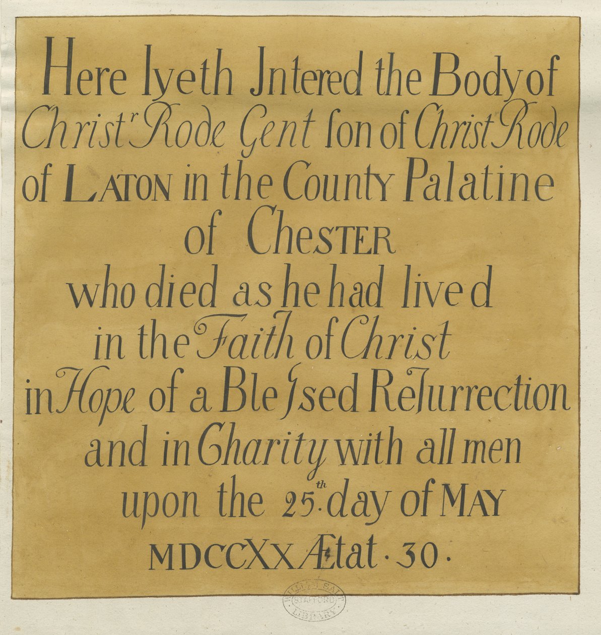 Stafford - Monumental inskription i St. Mary