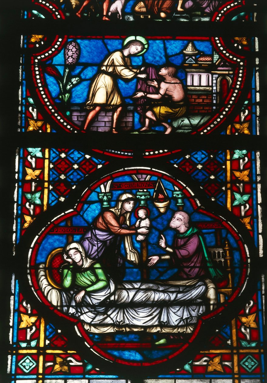 Målat glas av katedralen Notre Dame i Tournai, Belgien (målat glas) av Unbekannter Künstler