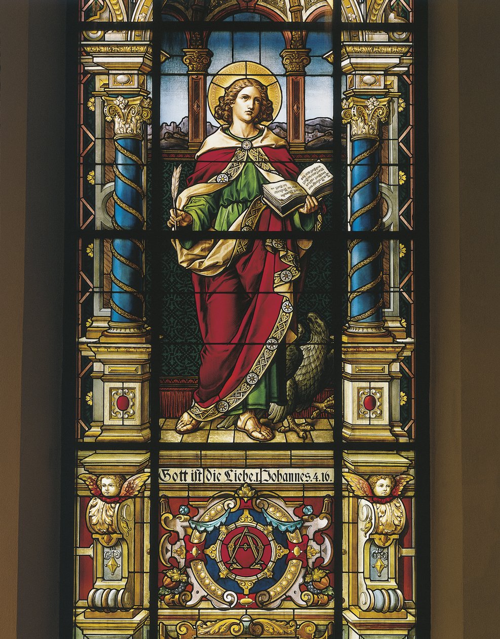 Fönster i målat glas av Johannes evangelisten, Stockholm, Sverige av Benjamin Baud