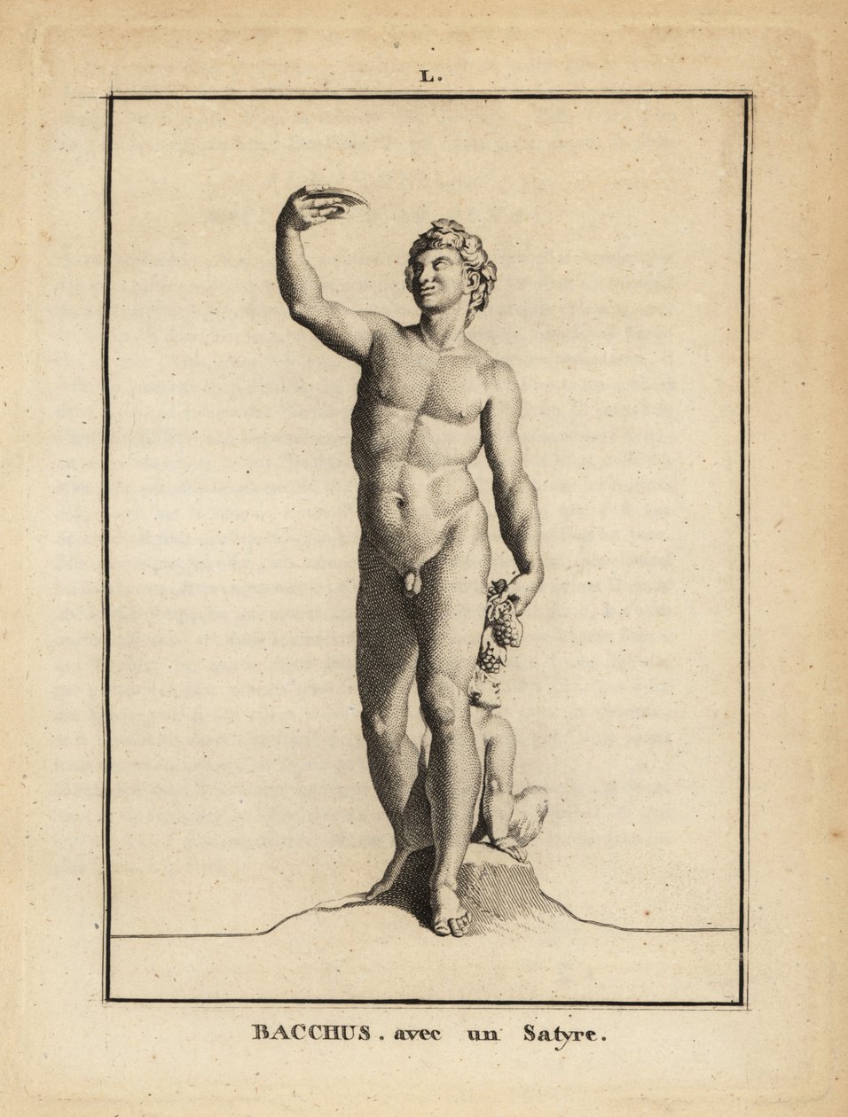 Staty av Bacchus, den romerska vinguden, naken med en satyr av Unbekannt