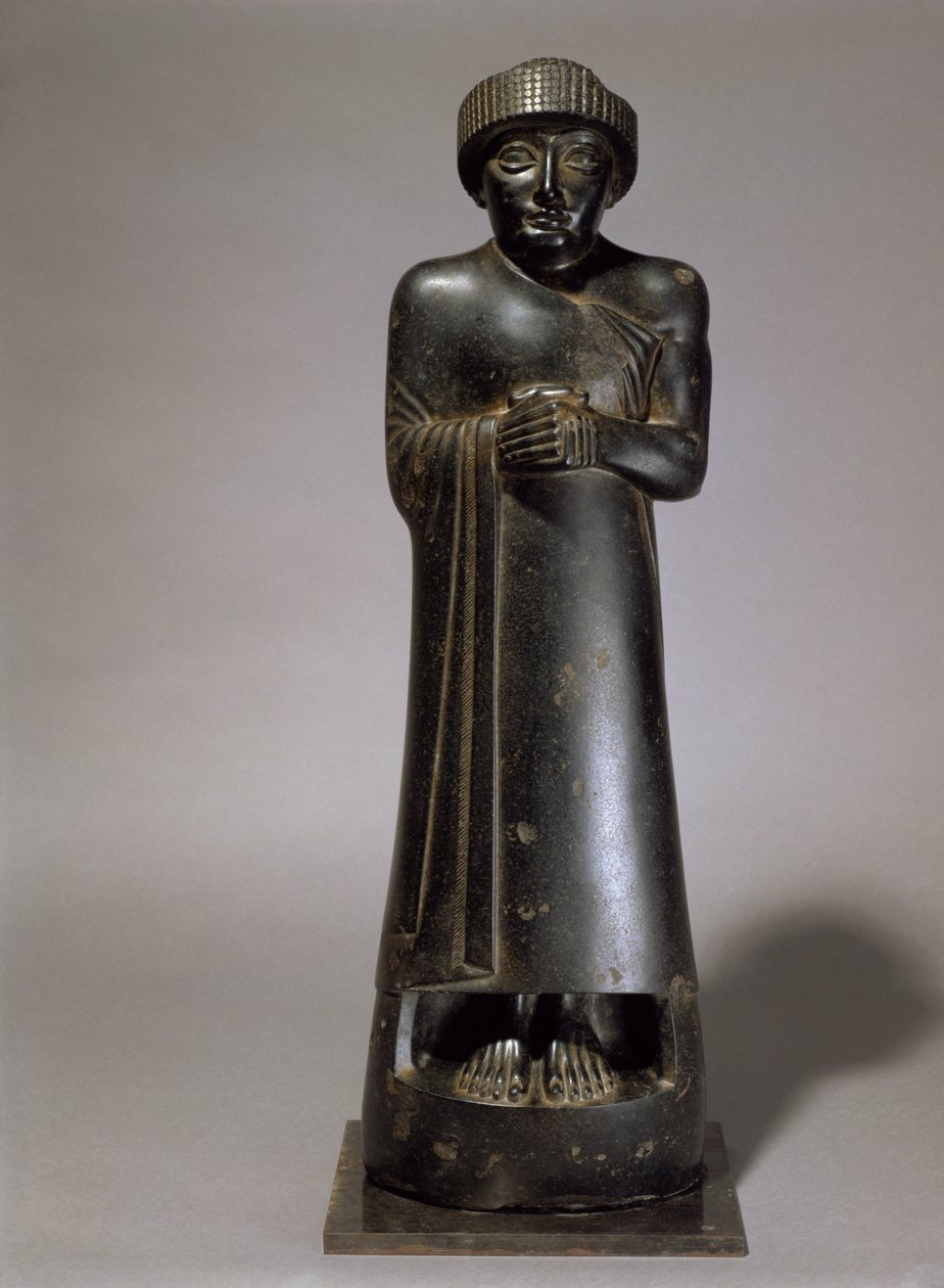 Staty av Gudea, Prince of Lagash, nysumerisk, från Telloh, antika Girsu, c.2130 f.Kr. (diorit) av Unbekannt