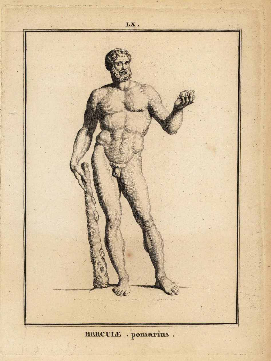 Staty av Hercules Pomarius, romersk hjälte och gud, med en stor klubba av Unbekannt