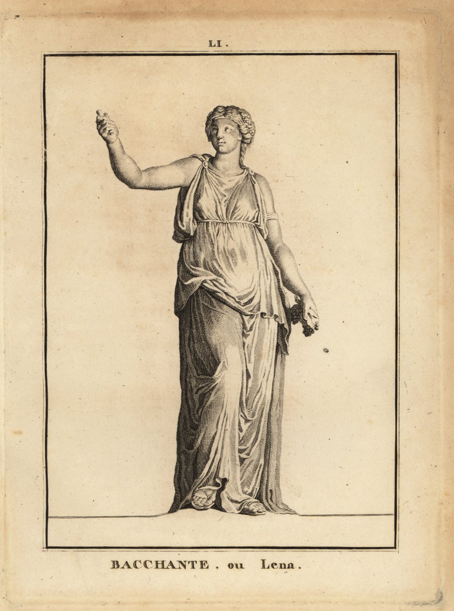 Staty av en Bacchante, anhängare av den romerska vinguden Bacchus, med druvor av Unbekannt