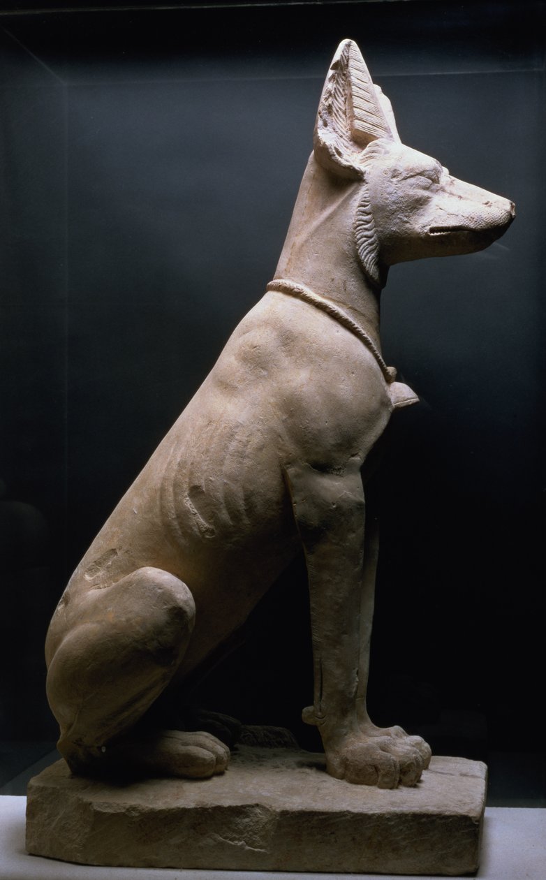 Staty of a Dog, Mesopotamien, c.5000-1000 f.Kr. (kalksten) av Unbekannt