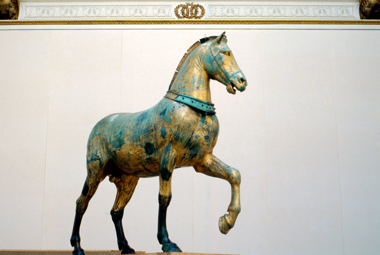 Staty av en av de fyra triumferande quadrigahästarna i San Marco av Unbekannt