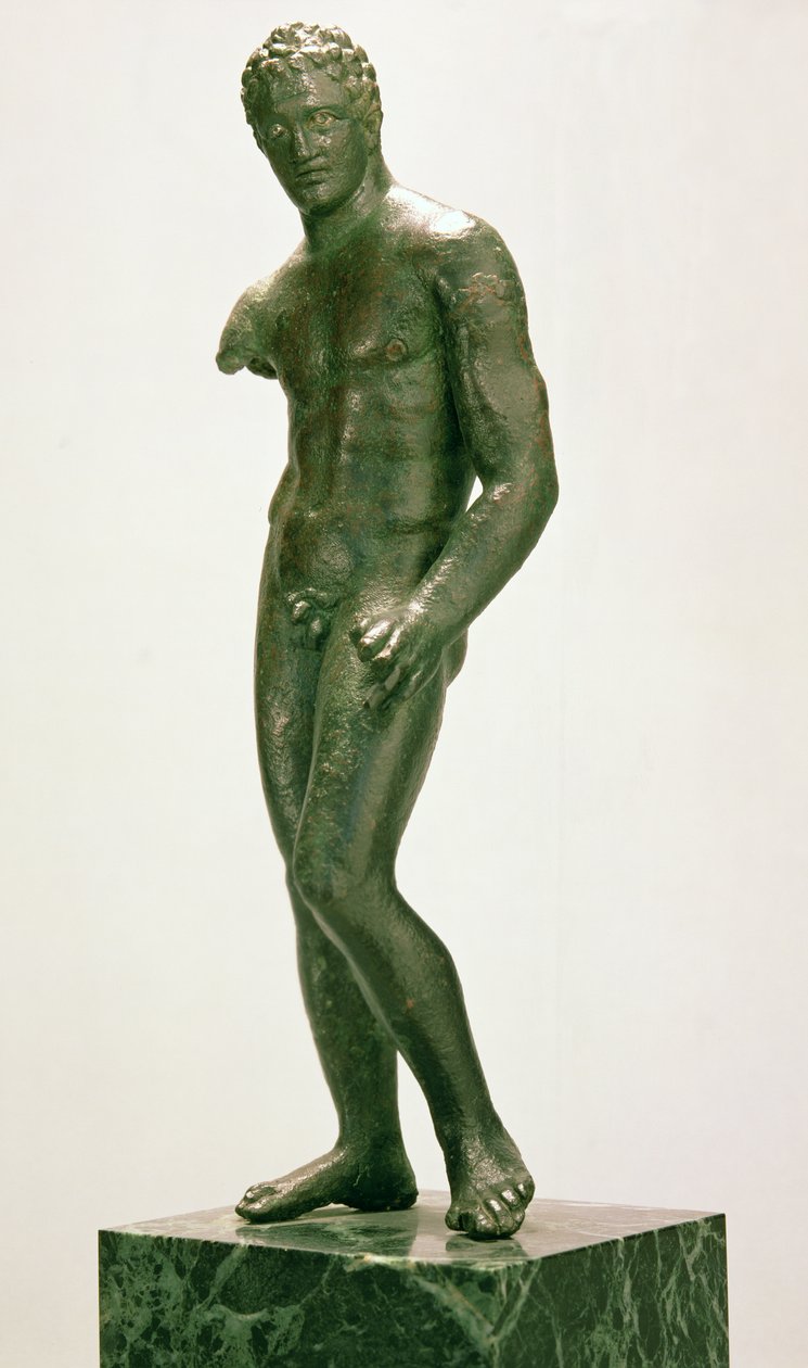 Statyett av en manlig boxare, grekisk, ca 400-375 f.Kr. (brons) av Unbekannt