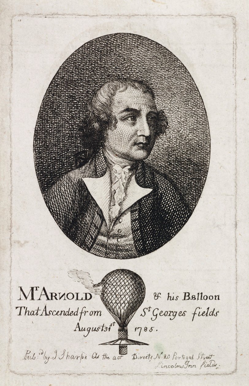 Stuart Amos Arnold, engelsk aeronaut, c 1785 av Unbekannt