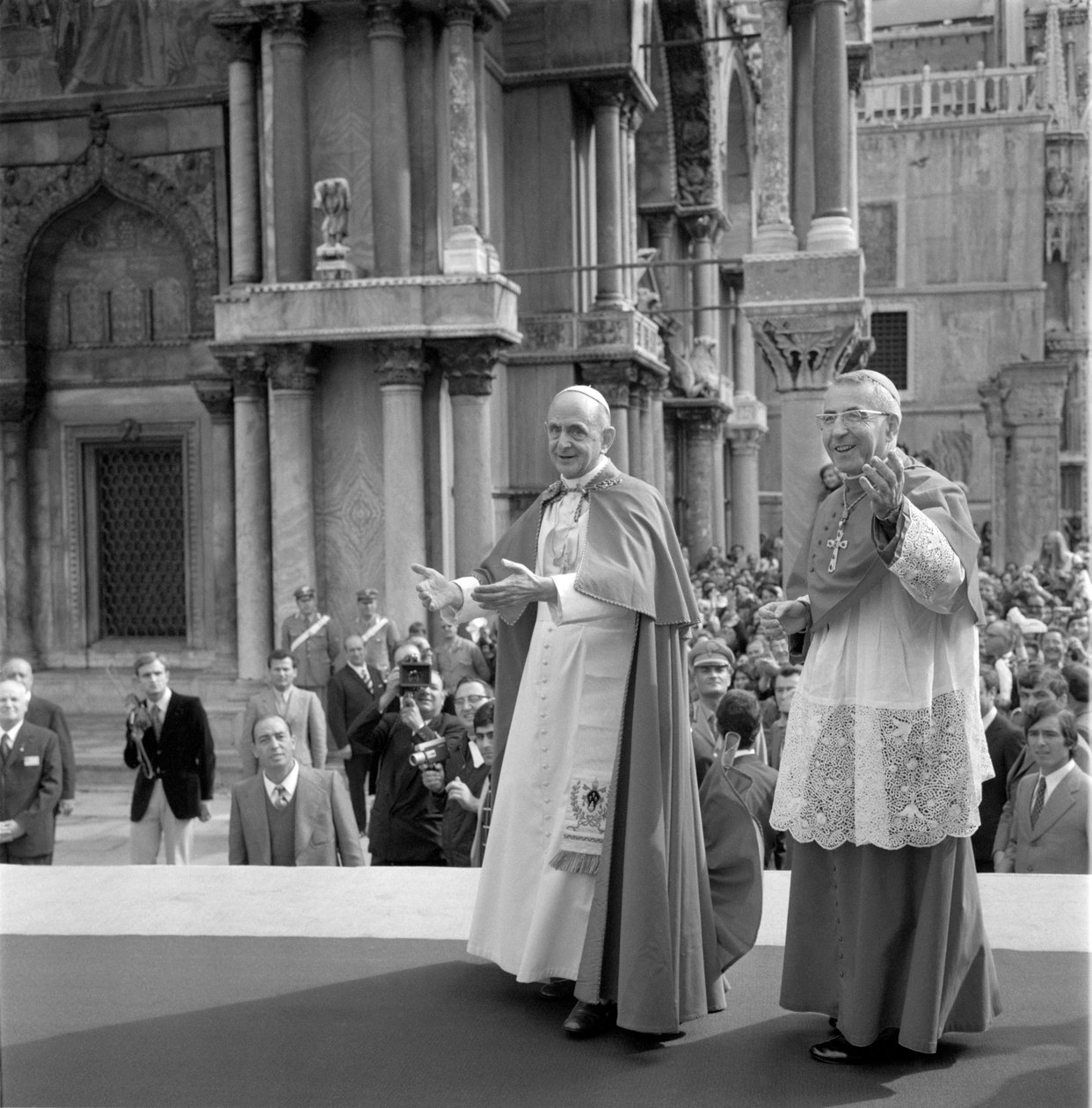 KARDINALEN ALBINO LUCIANI (Johannes Paulus I, Johannes Paulus I) MED PÅVEN PAOLO VI (Paul VI) I VENEDIG - 1972 av Unbekannt