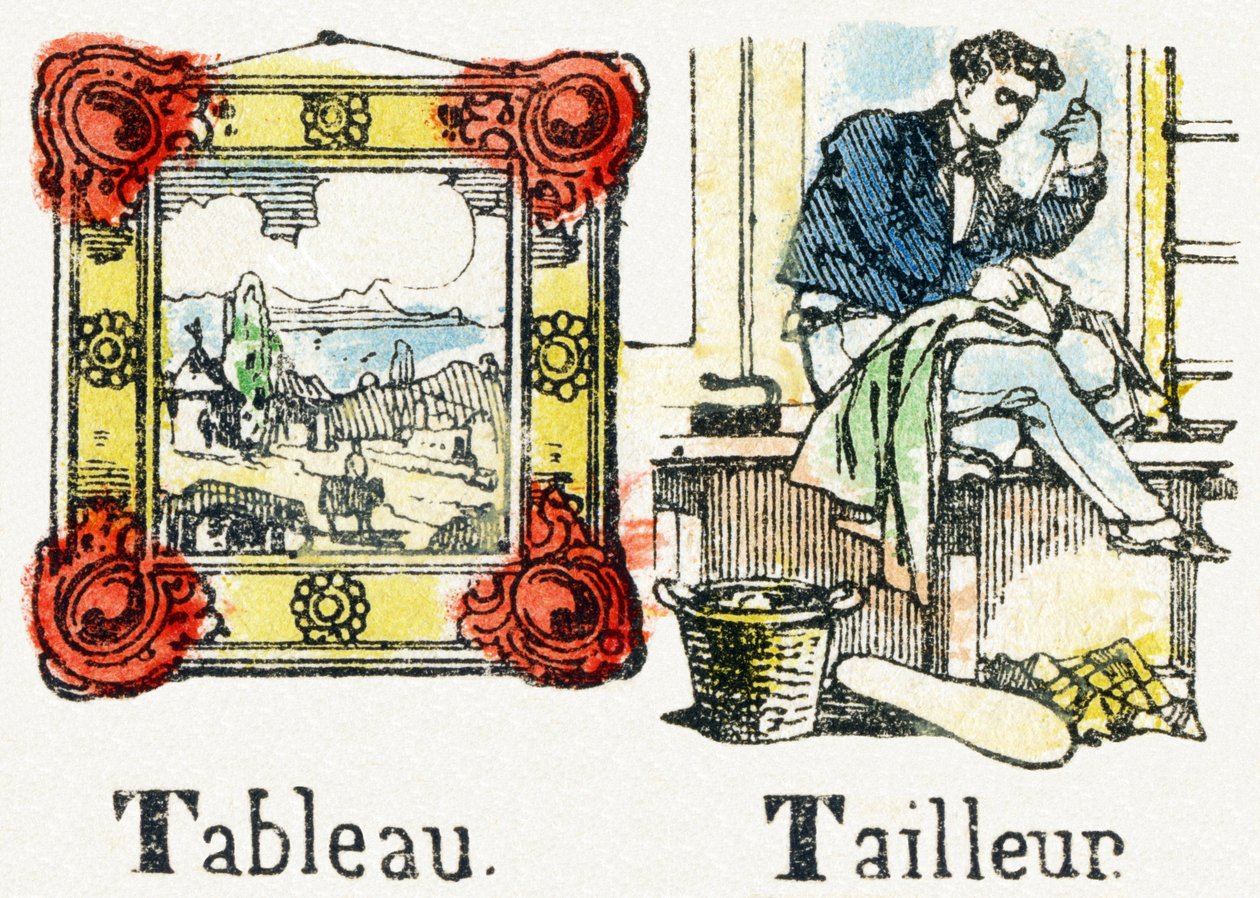 T - Tableau Tailleur - Child Entertainment Alphabet c.1890 (litografi) av Unbekannt
