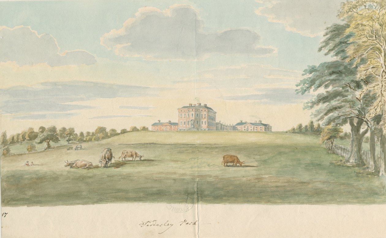 Teddesley Hall: akvarellmålning och [sent 1700-tal] av Unbekannt