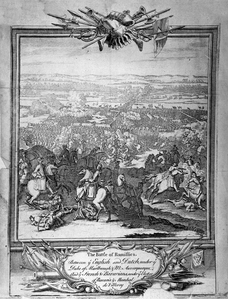 Slaget vid Ramillies, ca 1780 (gravyr) av Unbekannt