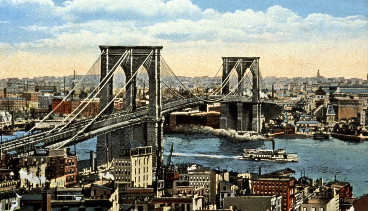 Brooklyn bridge, New York, ca 1930 (Vykort) av Unbekannter Künstler