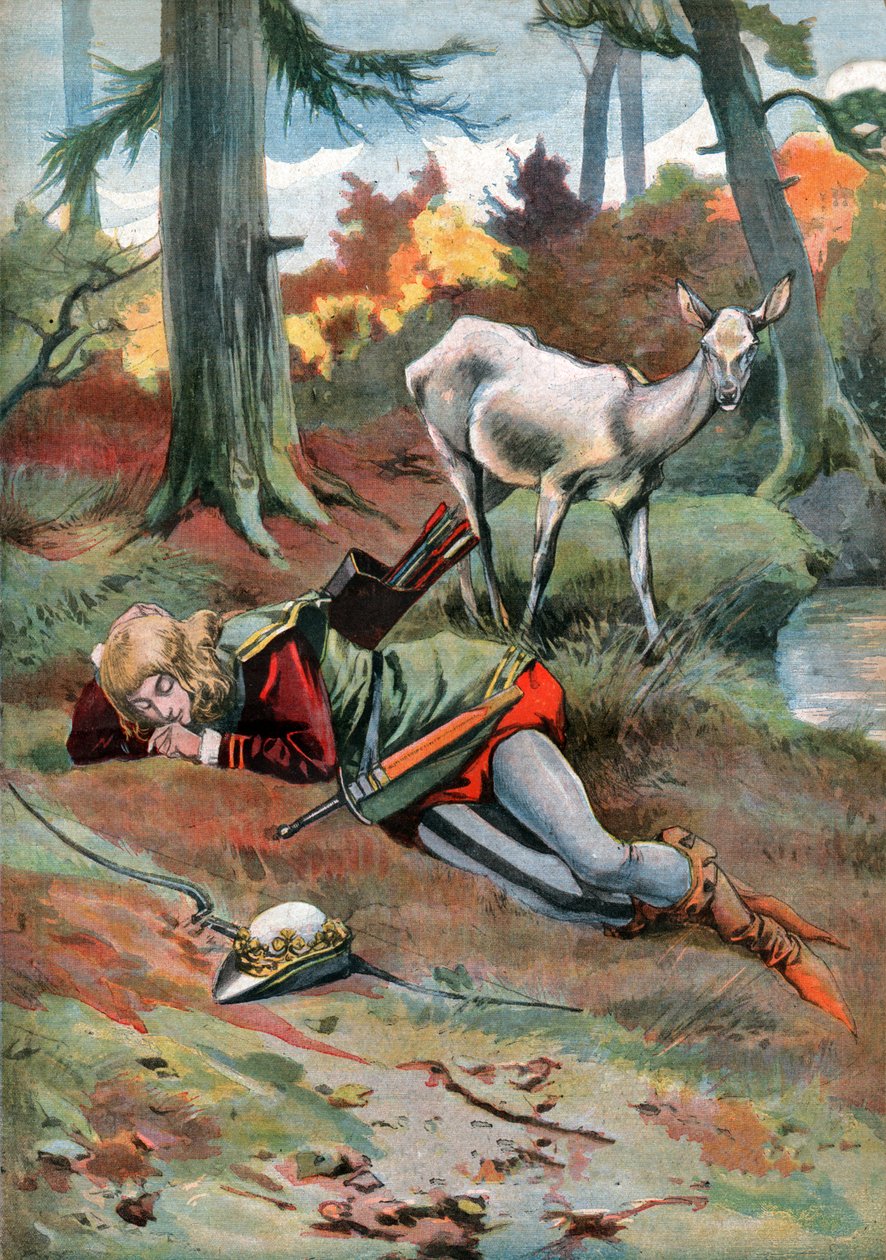Doe i skogen. (Illustration, ca 1910) av Unbekannter Künstler