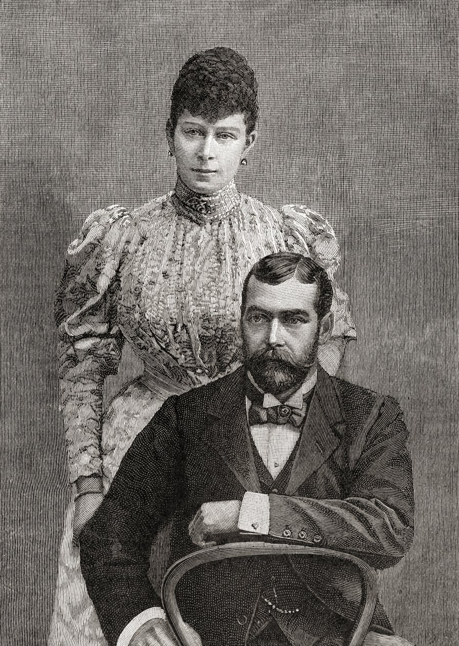 Hertigen och hertiginnan av Cornwall, George V och hans fru Mary av Teck. av Unbekannt