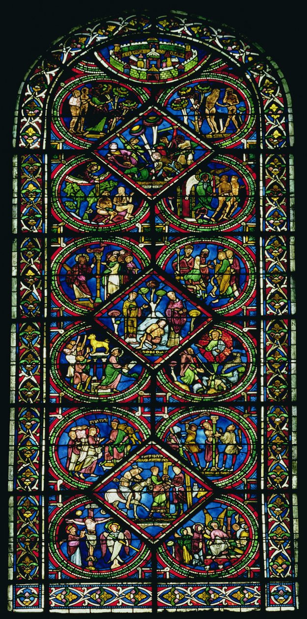 Utvisningen ur Edens lustgård, liknelsen om den barmhärtige samariten, Passionen och andra bibliska scener, från ambulatoriet av Unbekannt