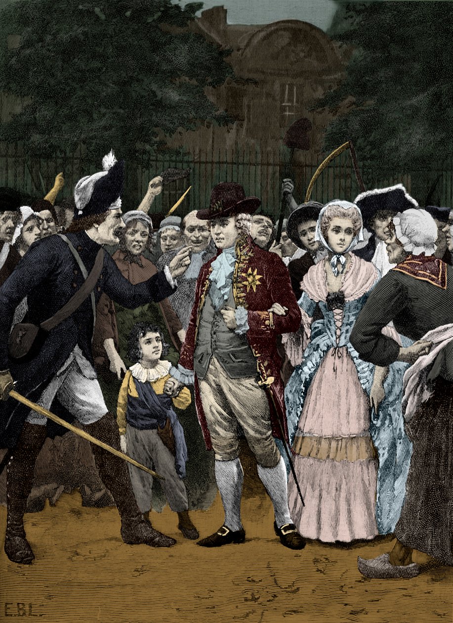 Den franska kungafamiljen på väg till församlingen 1792 av Unbekannter Künstler