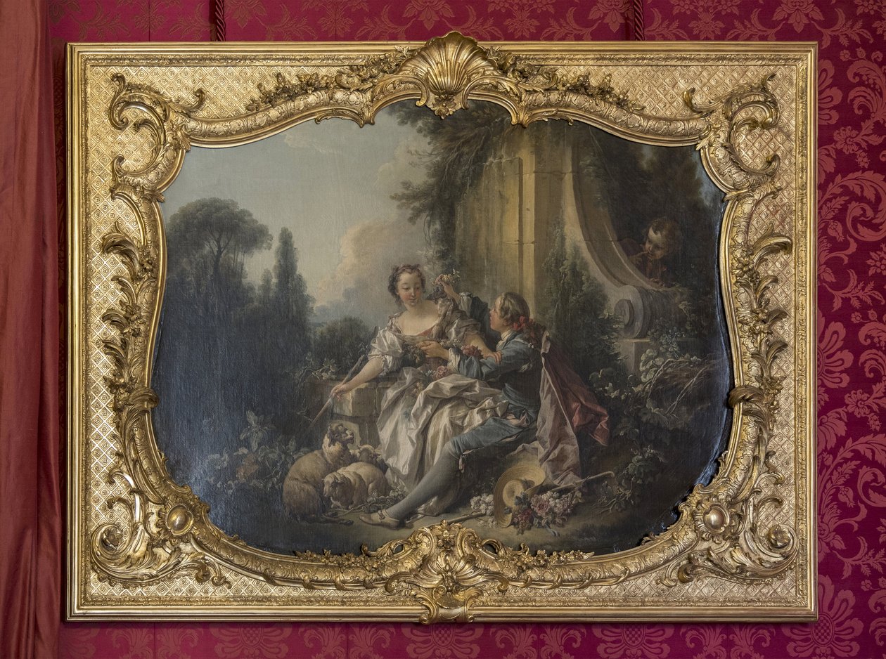 Den galante pastorn eller kransen. Målning av Francois Boucher (1703-1770). Prinsessans parad eller paradrum. Hotel de Soubise, Paris av Unbekannt