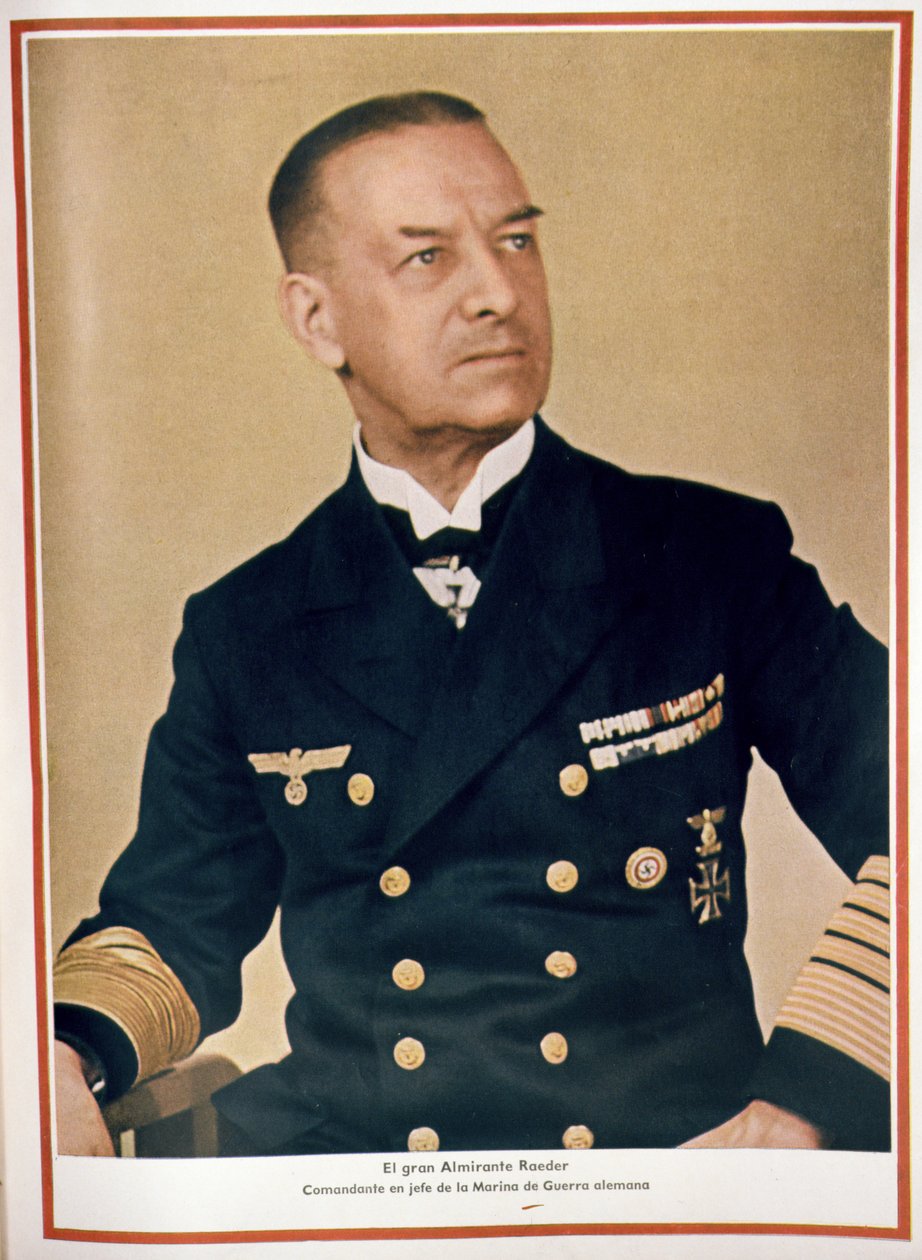 Den store amiralen Raeder (1876-1960) överbefälhavare för marinkåren, från tidskriften "Signal", nr 3, första utgåvan i februari 1943 (foto) av Unbekannter Künstler