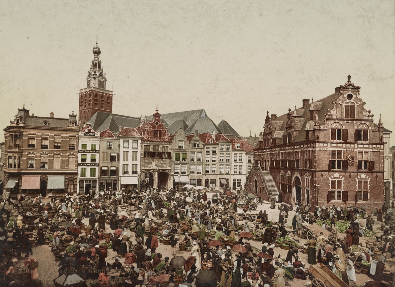Den stora marknaden, Nijmegen, ca 1900 av Unbekannt