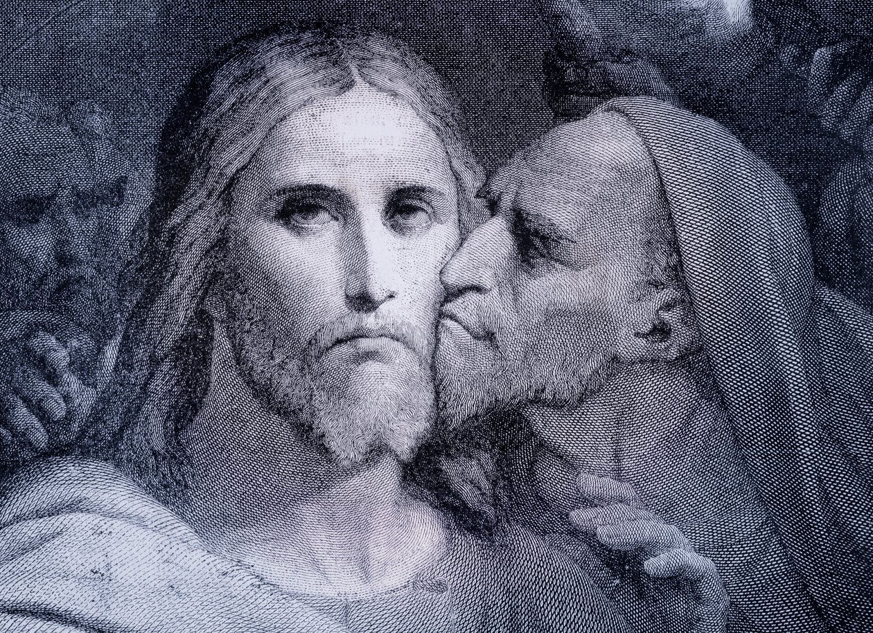 Kyssen - Judas Iskariot kysser Jesus Kristus i Getsemane trädgård, från 