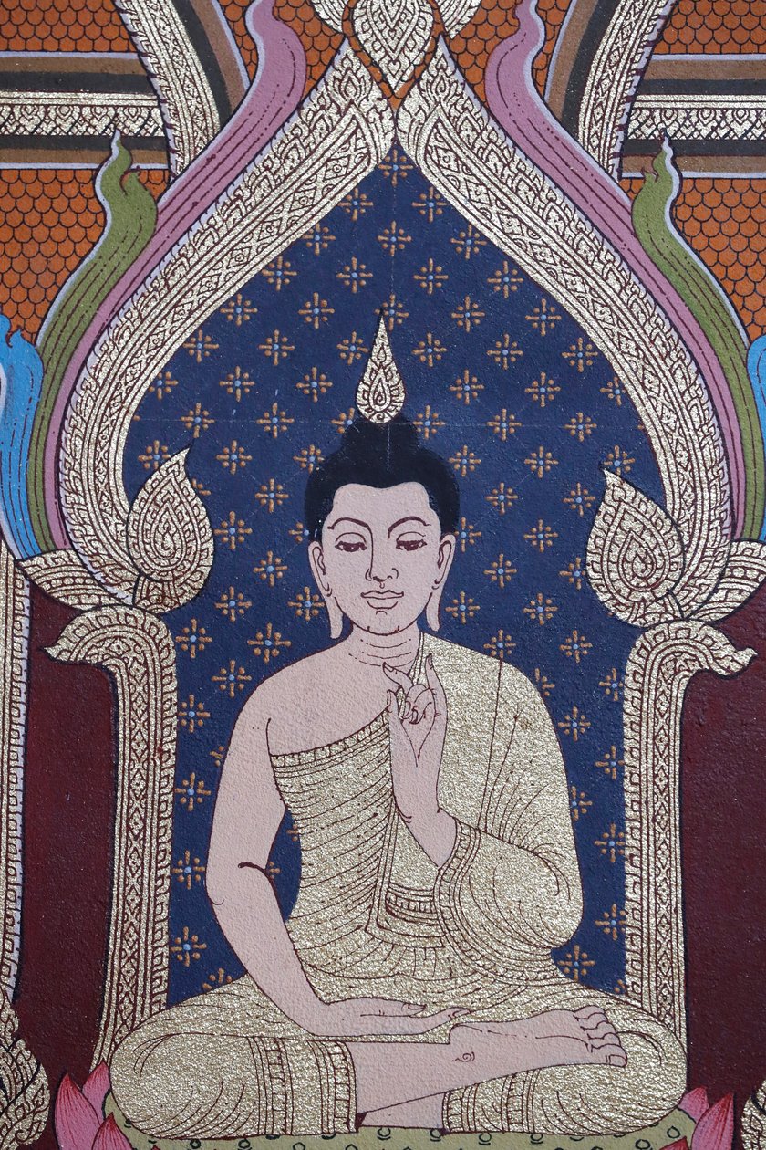 Buddhas liv, väggfresk, Wat Maniratanaram-klostret, Phnom Penh, 2022 (foto) av Unbekannter Künstler