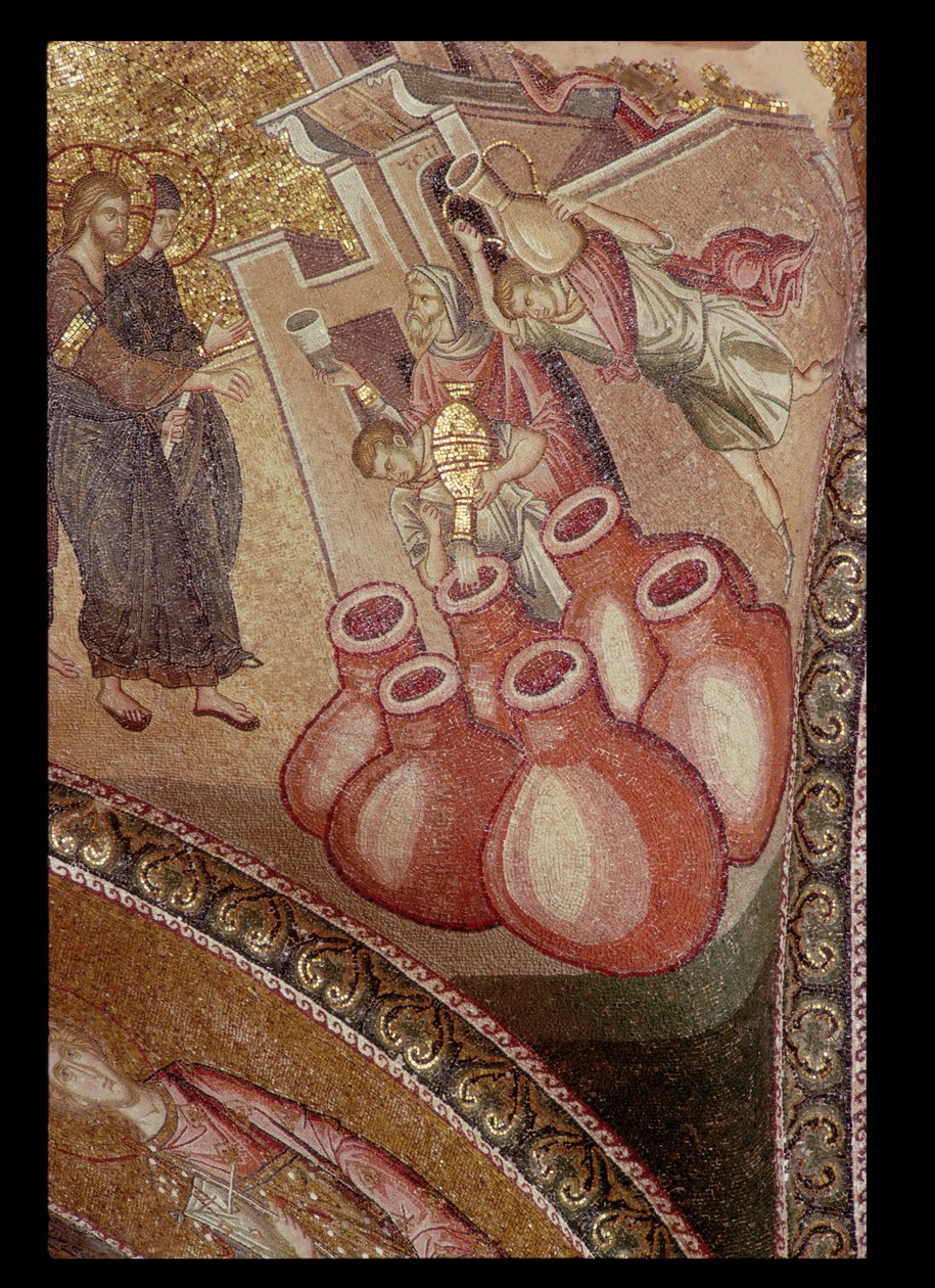 Miraklet i Kana, från Chora-klostret, bysantinskt, ca 1300-talet (mosaik) (för detaljer se 119256) av Unbekannt