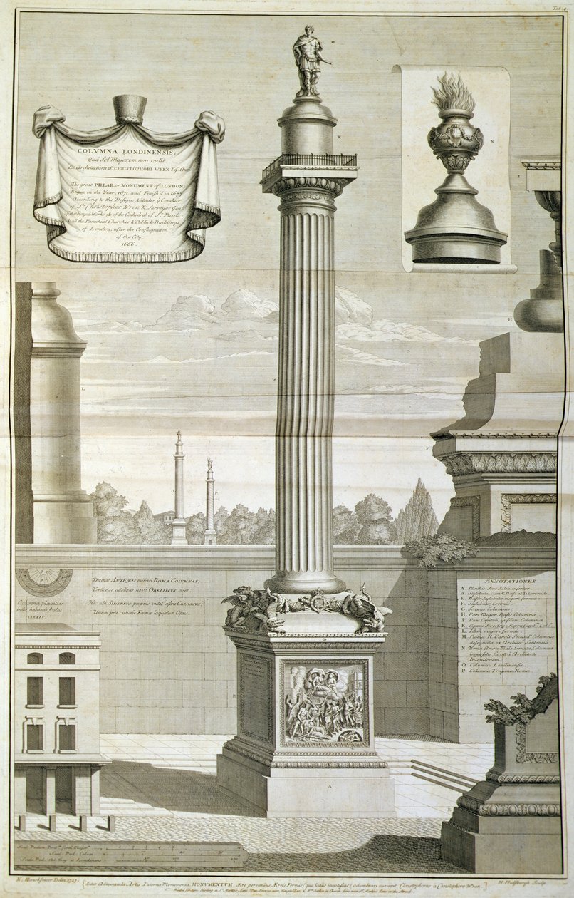 Monumentet designat av Christopher Wren av Unbekannt