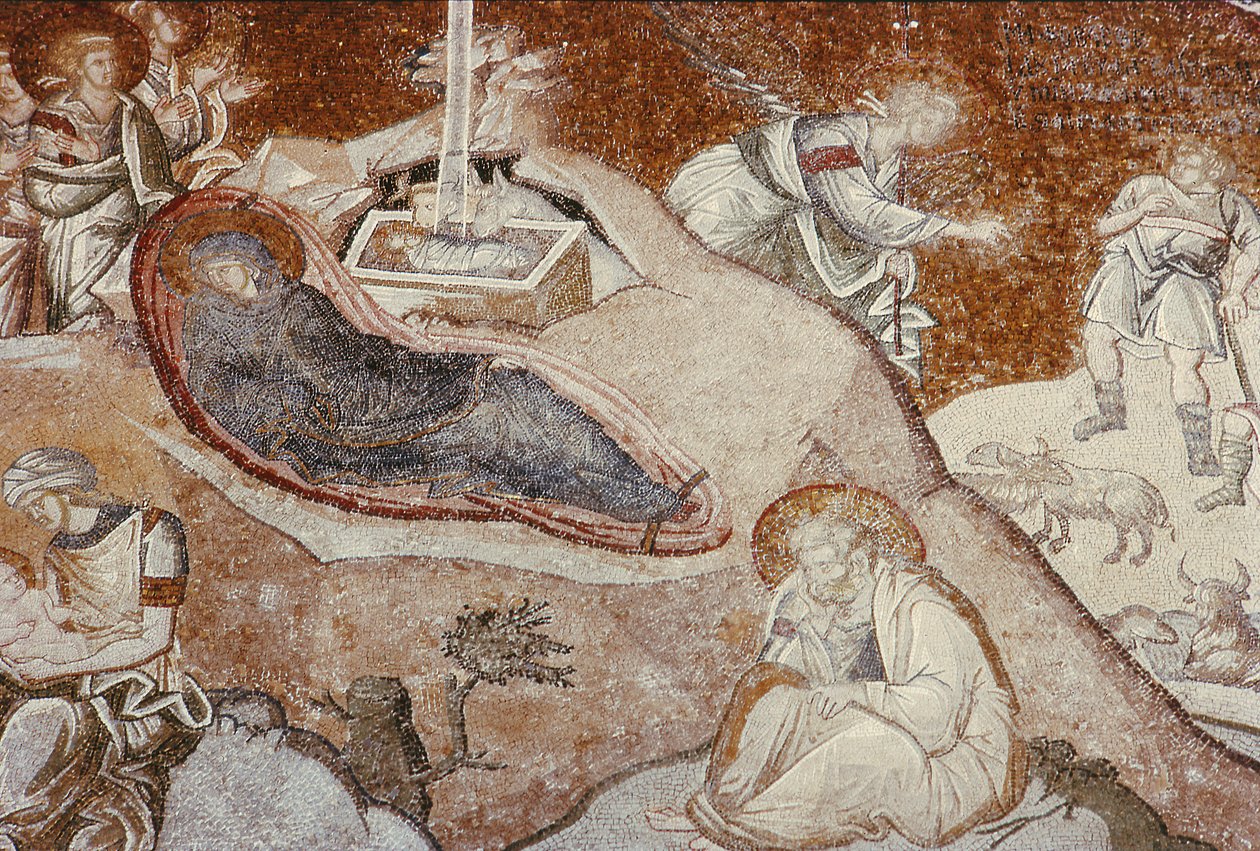 Födelsekyrkan, från Chora-klostret, bysantinskt, ca 1300-talet (mosaik) (för detaljer se 119256) av Unbekannt