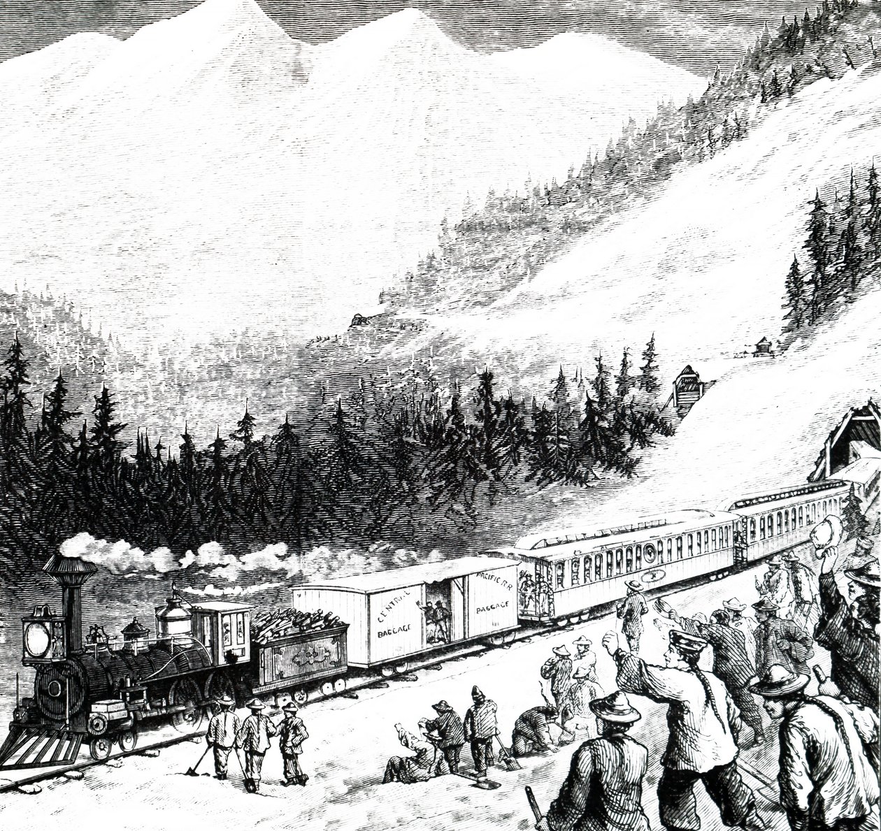 Pacific Railroad i Sierra Nevada-bergen. av Unbekannt