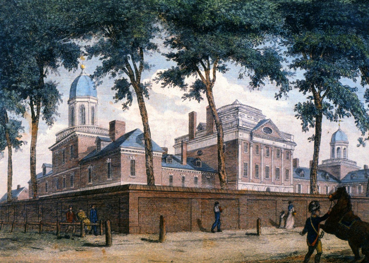 Pennsylvania Hospital i Philadelphia, ca 1800 (gravyr) av Unbekannter Künstler