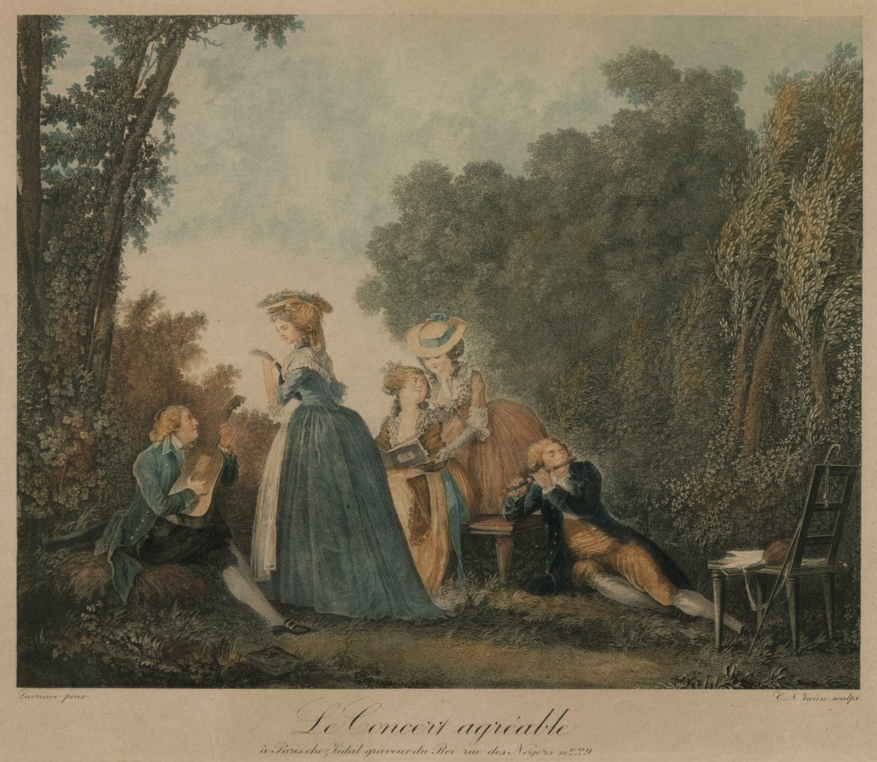 Den trevliga konserten, ca 1810 (gravyr) av Unbekannter Künstler