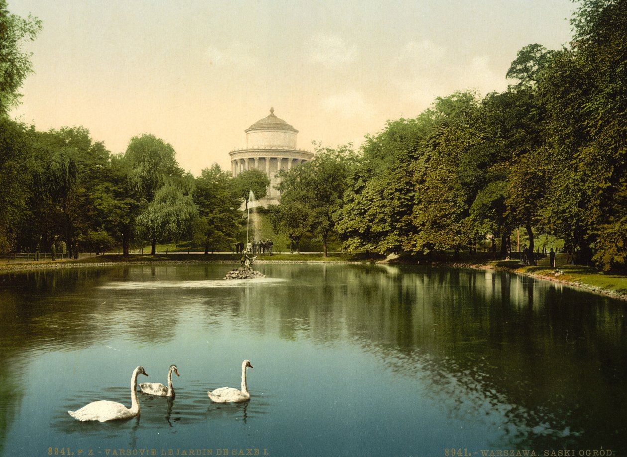 Saxe-trädgården, Warszawa, Ryssland (dvs. Warszawa, Polen), ca 1890-ca 1900 av Unbekannter Künstler