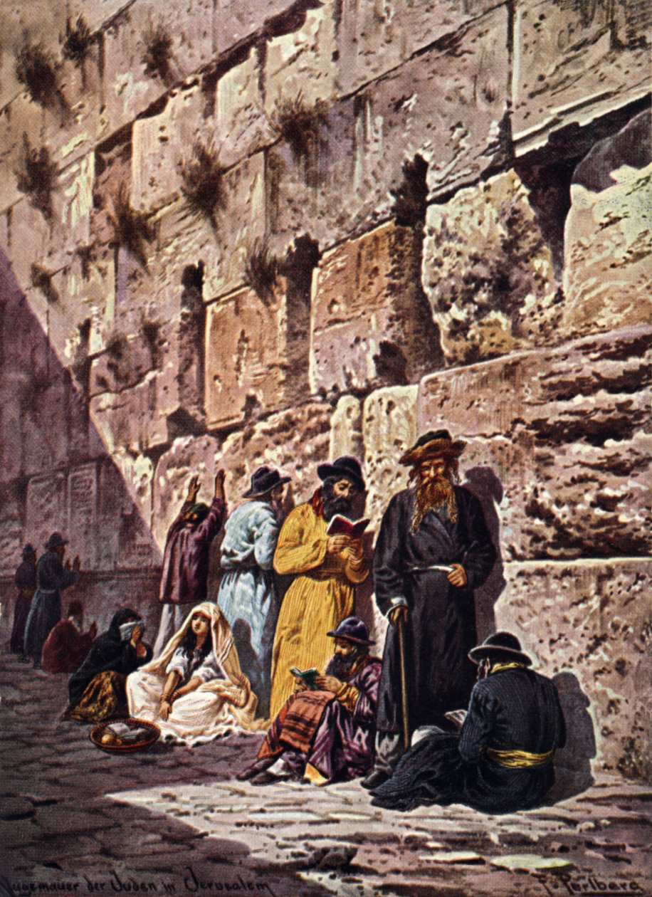 Klagomuren i Jerusalem i början av 1900-talet (vykort) av Unbekannter Künstler