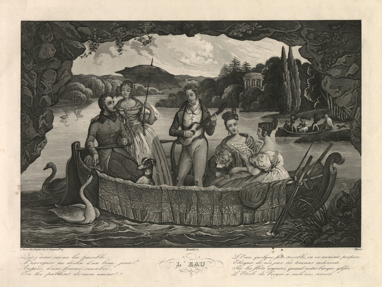 Vattnet, Paris, ca 1835 (gravyr) av Unbekannter Künstler