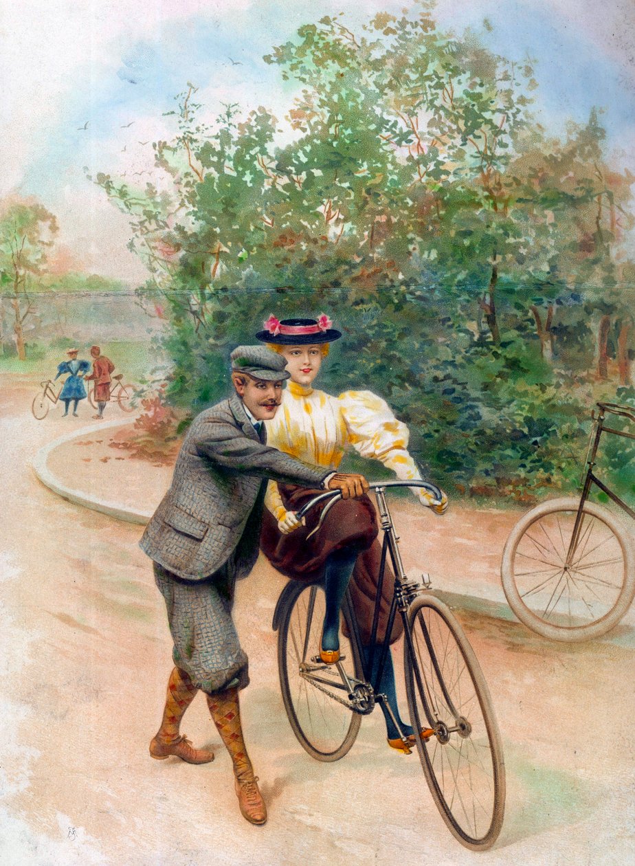 Cykellektionen, början av 1900-talet (tryck) av Unbekannter Künstler