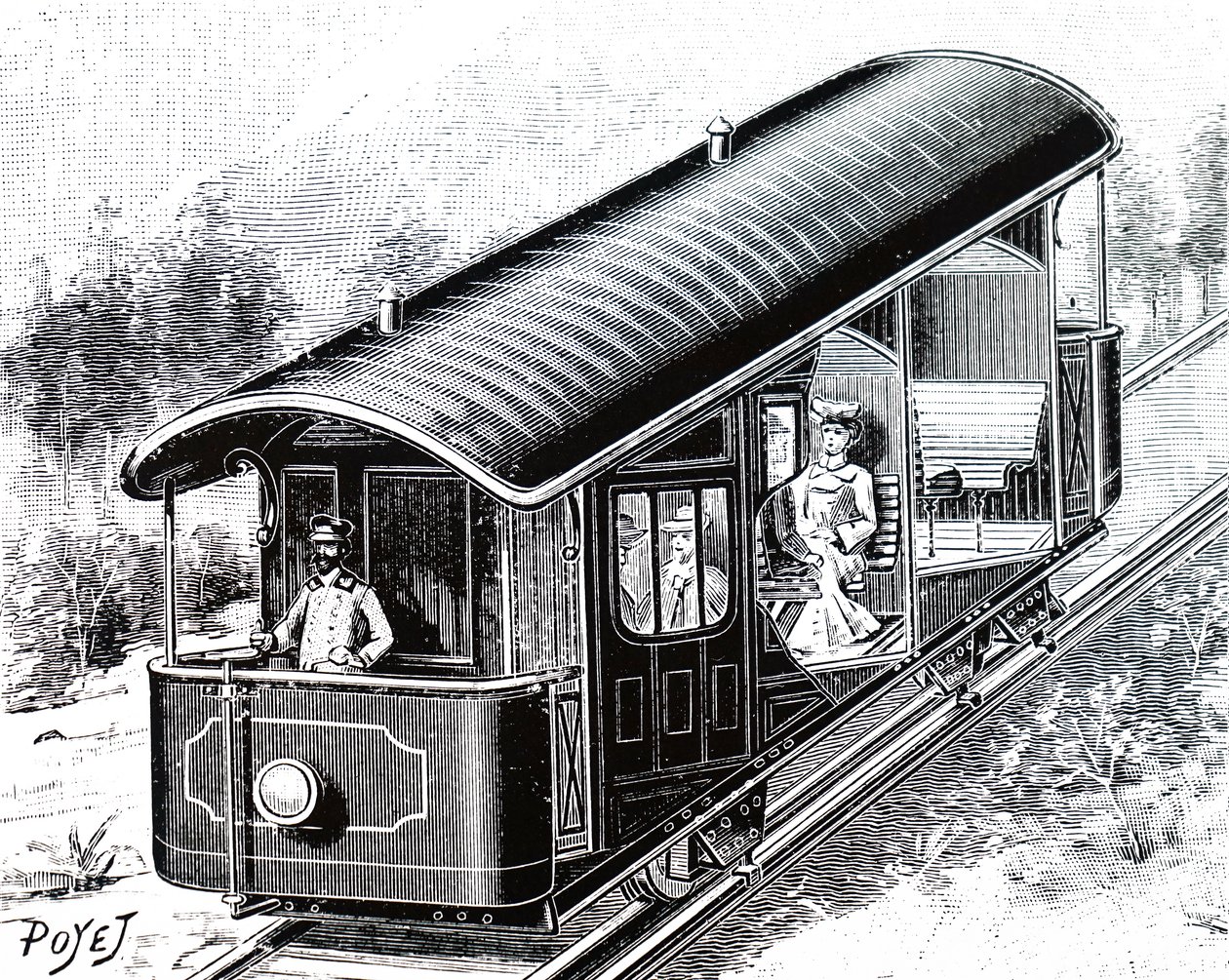 Elbilen på Vesuvius bergbana. av Unbekannt