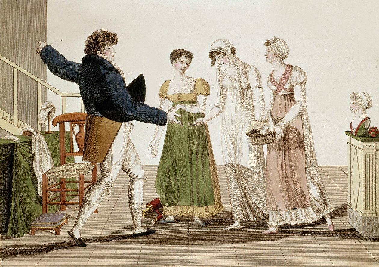 Modeskaparen vid tiden för det första kejsardömet i Frankrike (1804-1815), gravyr av Unbekannter Künstler