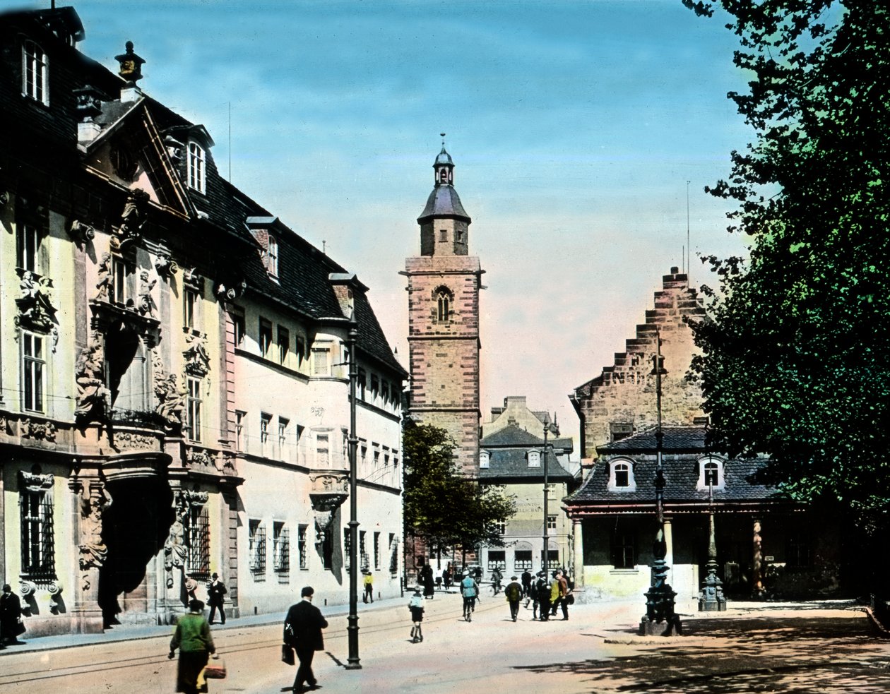 De historiska husen i staden Erfurt av Unbekannter Künstler